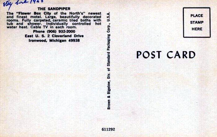 Classic Motor Inn (Sandpiper Motel) - Old Postcard (newer photo)